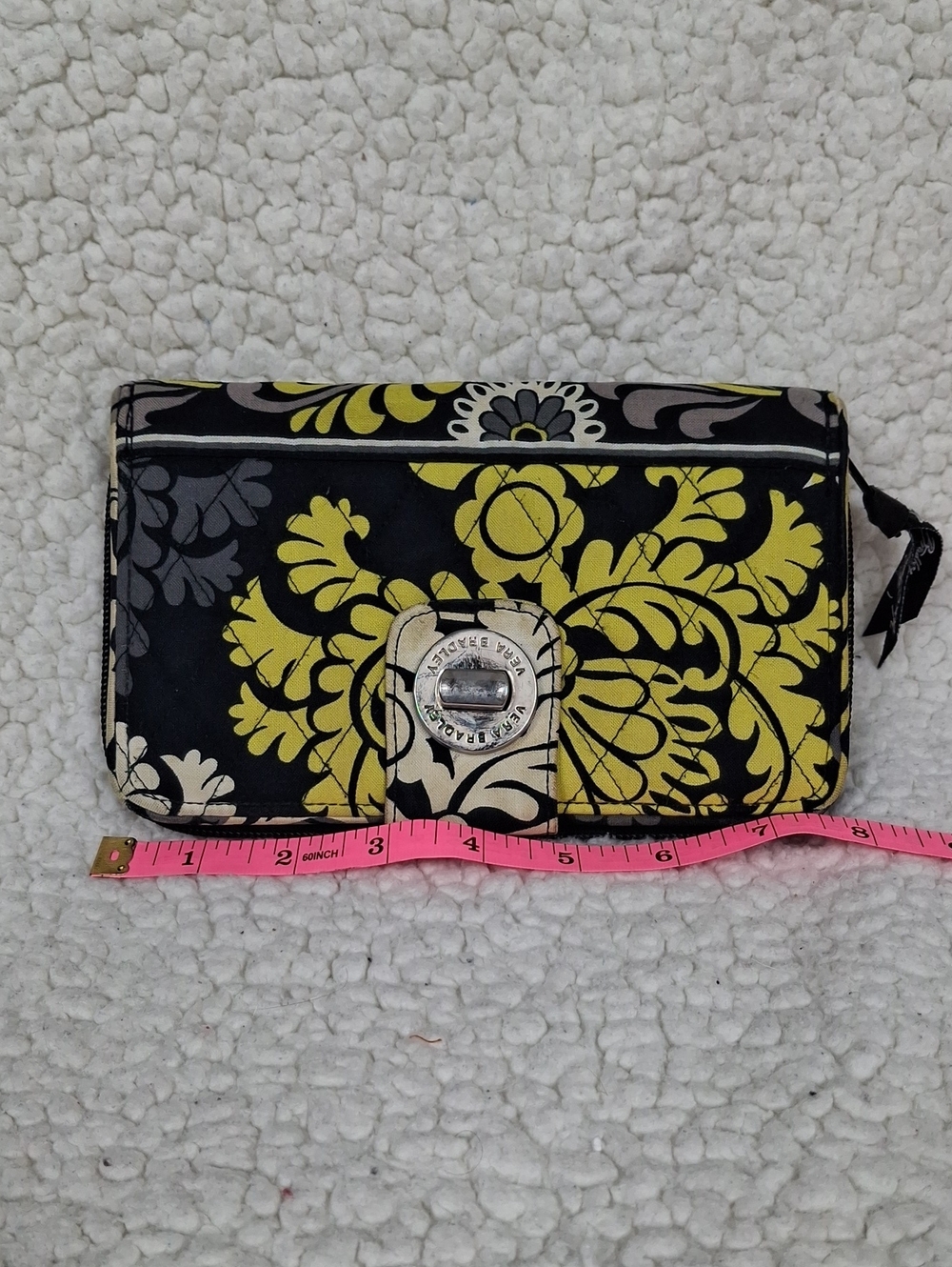 Vera Bradley Black and Yellow Floral Turnlock Wallet